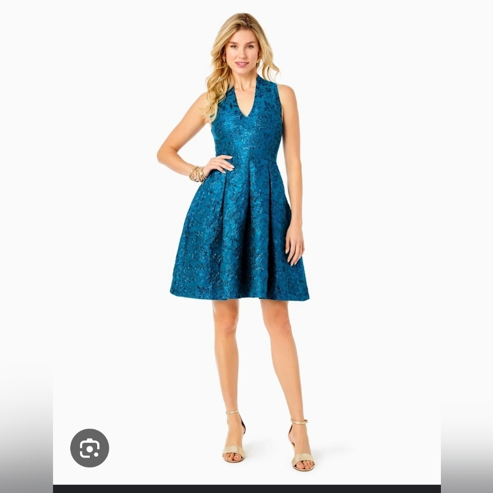NWT Lilly Pulitzer Tanlee Floral Brocade Teal Bay Blooming Brocade 10